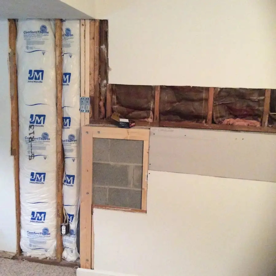 Wall insulation replacement during Basement Flood Cleanup in Rutherford